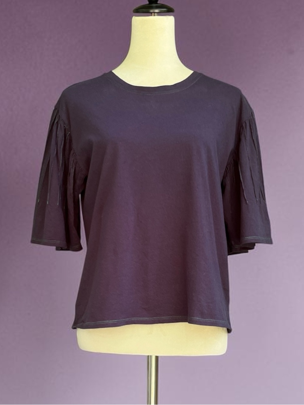 Anthropologie Current Air Statement Sleeve Tee in Navy/Green Sz M